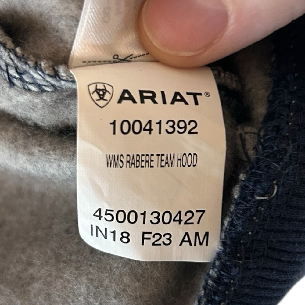Ariat Women's Medium Rabere Team Hoodie Sweatshirt Navy Red Colorblock Workwear - Picture 11 of 13